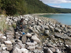 Shizzo purifying water from a stream