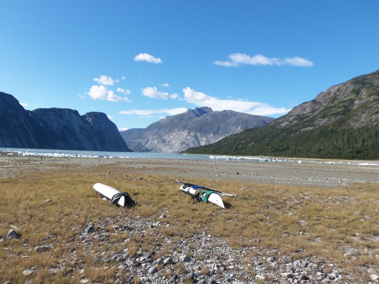 Kayaks chillin' in the ITZ.....big tidal fluctuations and shallow bank equals long and heavy kayak carry at low tide...damn