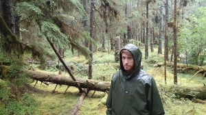 We went for a hike in the rain. By the looks of it, Tyler does not look happy to be hiking in the rain